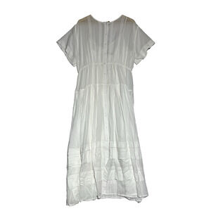 J Crew Pintuck Shirt Dress in Cotton Voile Extra Large White Midi Light Sheer